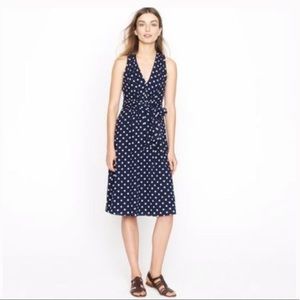 NWT 00 J.Crew Elinor midi dress polka dot navy sleeveless